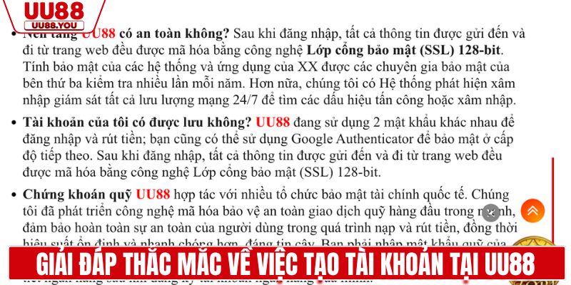 Giải đáp thắc mắc về việc tạo tài khoản tại UU88